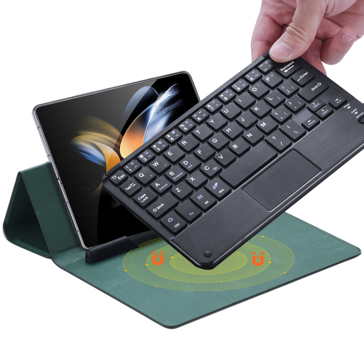 With Touch Mouse Wireless keyboard Case For OnePlus Open Leather Magnetic keyboard Cover For Samsung Galaxy Z Fold 5 4 3 2