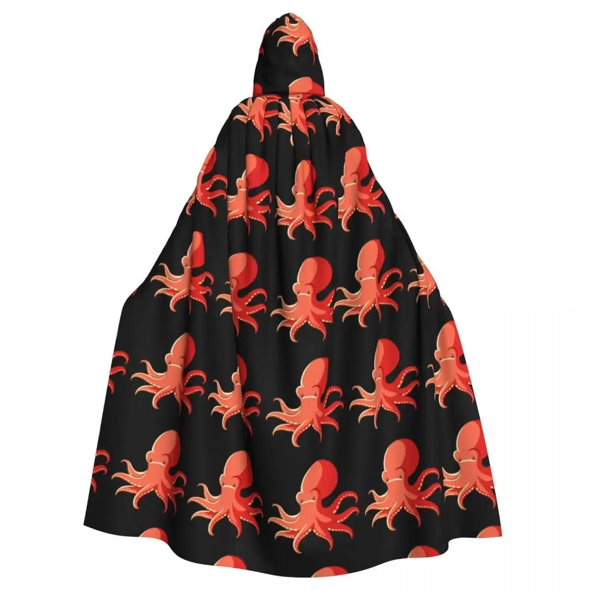 

Hooded Cloak Polyester Unisex Witch Cape Costume AccessoryRed Octopus