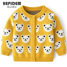

HEPIDEM Kids Clothes Single Breast Sweater Brief Style Boys Cardigans Knitted Sweater 1-7Y 038