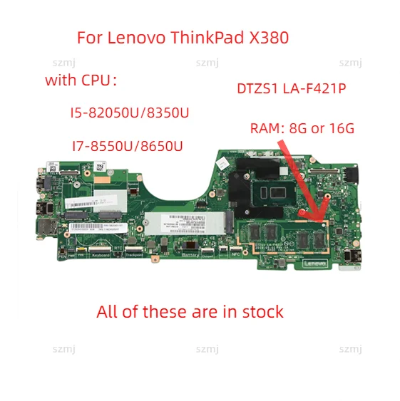 

For Lenovo ThinkPad X380 Yoga laptop motherboard LA-F421P Motherboard with CPU i5 i7 8th Generation RAM 8G or 16G 100% test work