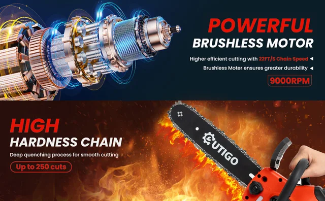 Motosierra De Batería Sin Escobillas Con 1 Batería De 1500 MAh