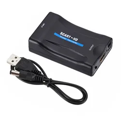 1080P SCART To HD Video Audio Upscale Converter Adapter for HD TV DVD for Sky Box STB Plug and Play DC Cable
