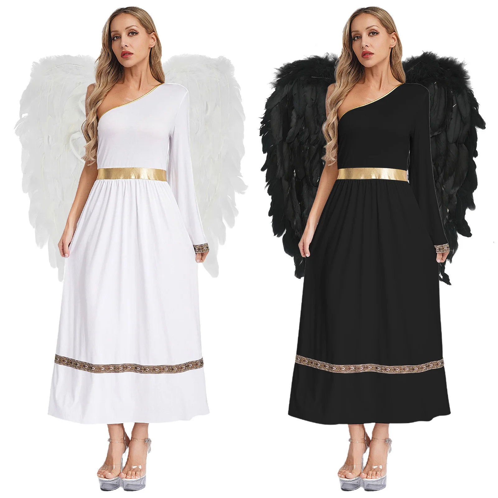 Déguisement Déesse Grecque Femme – Toge Une Épaule avec Ailes – photo 2