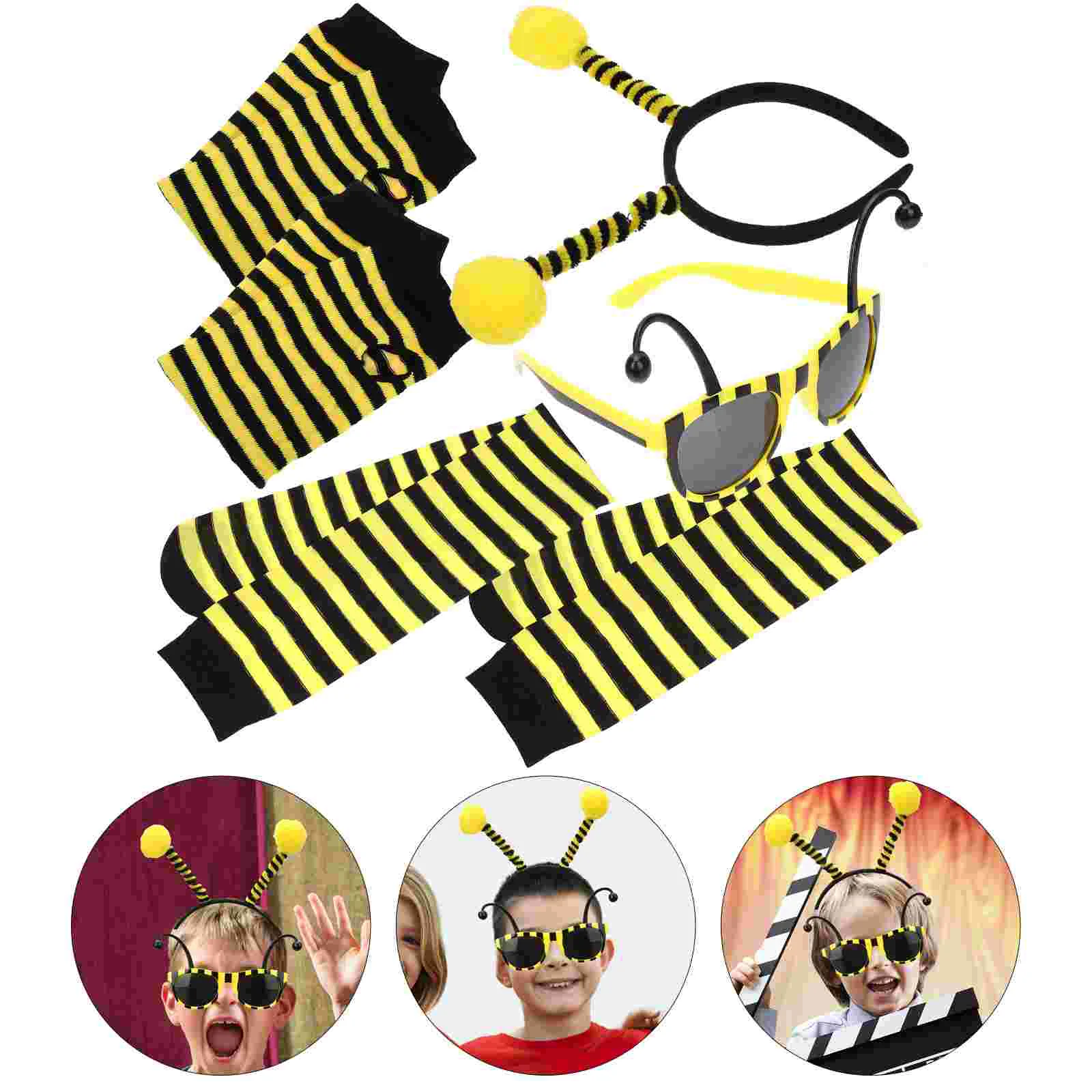 

Kids Clothes Bee Party Dress Up Costume Accessories Make Glasses Cosplay Gloves Day Decorations Miss