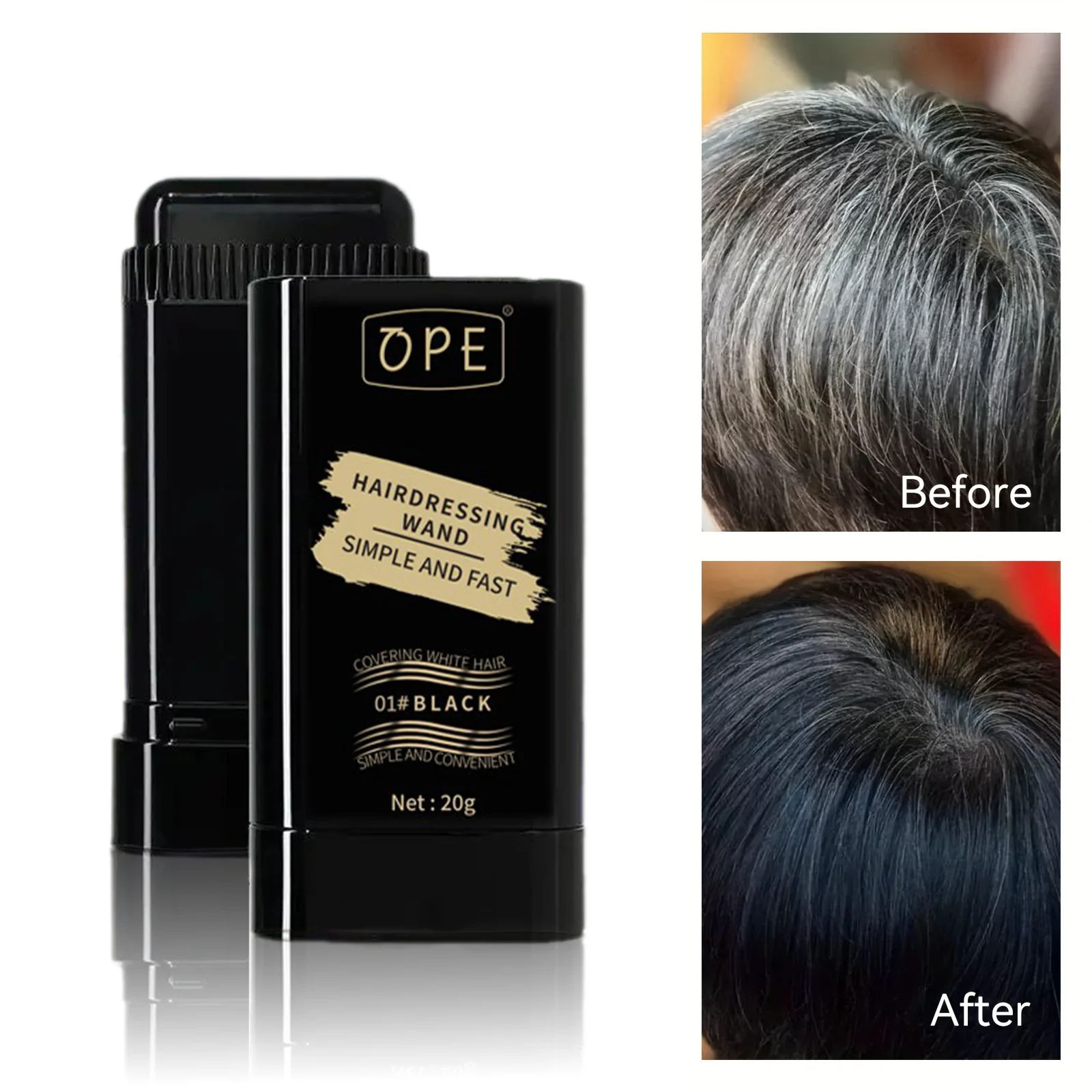 20g quick hair dye stick Permanent coverage long-lasting effect portable applicator brush design touch up the color at home