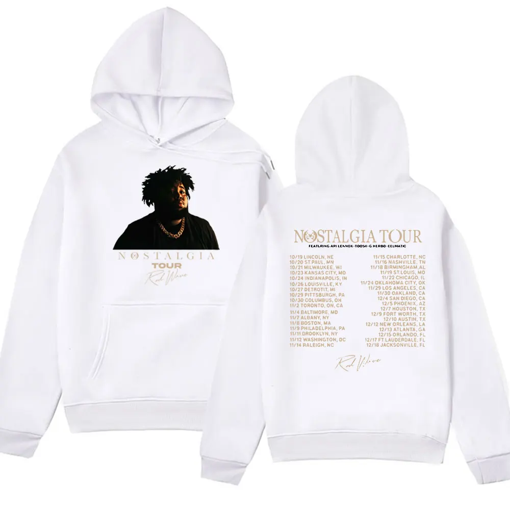 Rod Wave Nostalgia Tour Print Hoodie Male Harajuku Aesthetic Fleece Pullover Fashion Hip Hop Oversized Sweatshirts Men Women's