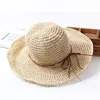 Fashion Crochet Womens Seaside Foldable Straw Weave Sun Straw Hat Wide Brim Real Straw Floppy Trilby Bow Summer Beach Sun Hat 6