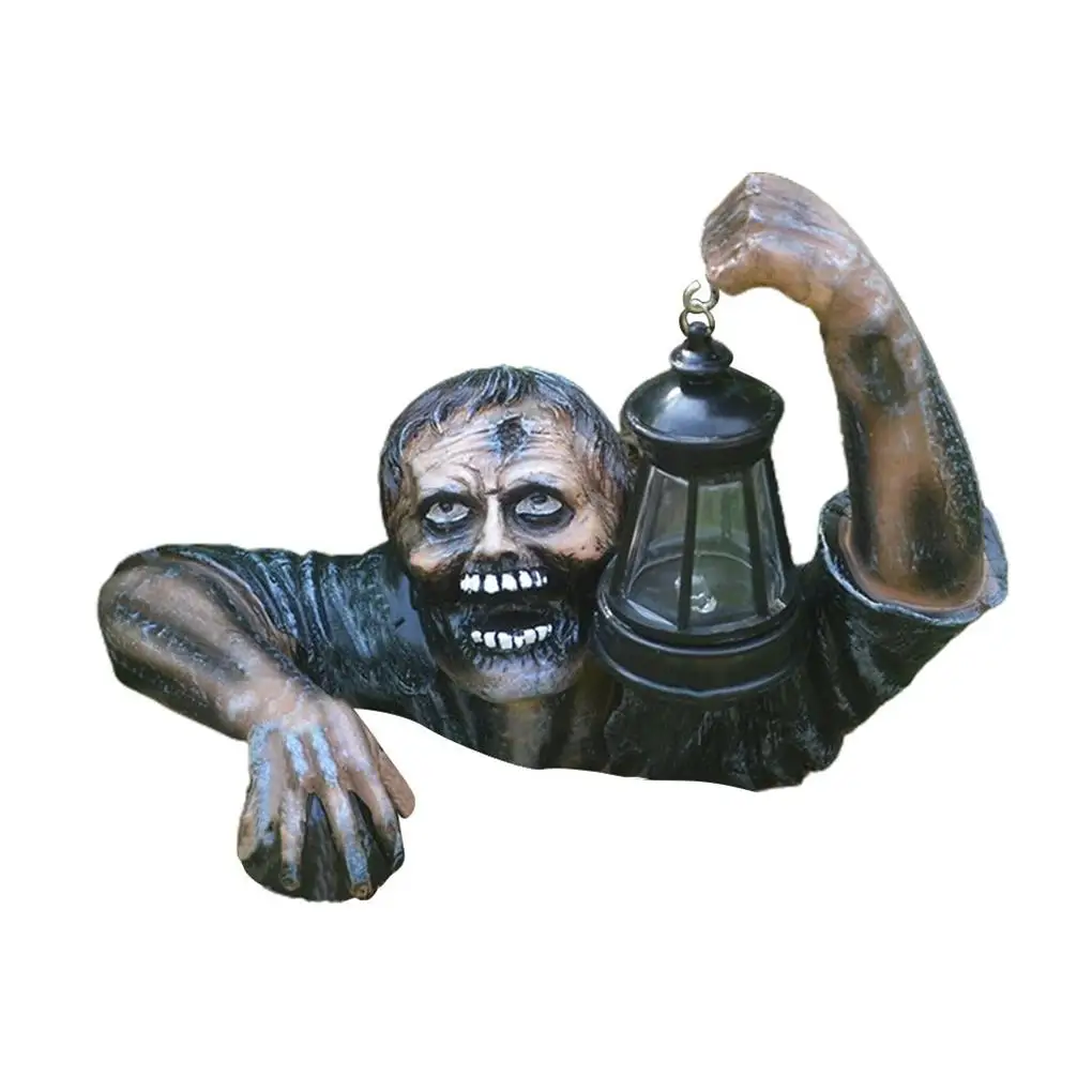 

Zombie Lantern Resin Statues Garden Sculpture Painting Halloween Patio