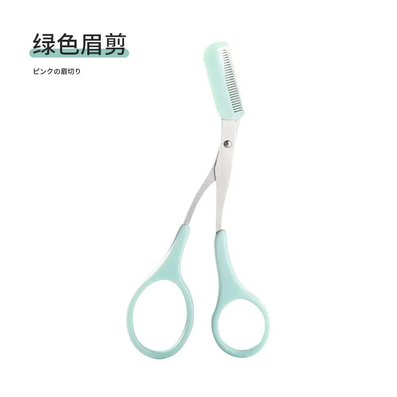 1Pcs Safe Eyebrow Trimmer Stainless Steel Eyebrow Scissors with Comb Hair Removal Shaver Eyebrows Shaping Makeup Tool 4