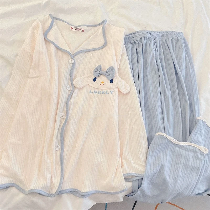 

Sanrio anime peripheral kawaii pajamas ins wind cinnamon rolls sweet and cute cartoon long-sleeved trousers home service suit