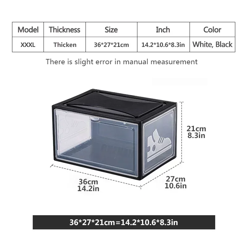 Shoe Storage Box Transparent Magnetic Plastic Sneakers Box Stackable Displayable Dust-proof Large Volume Bedroom Shoes Organizer