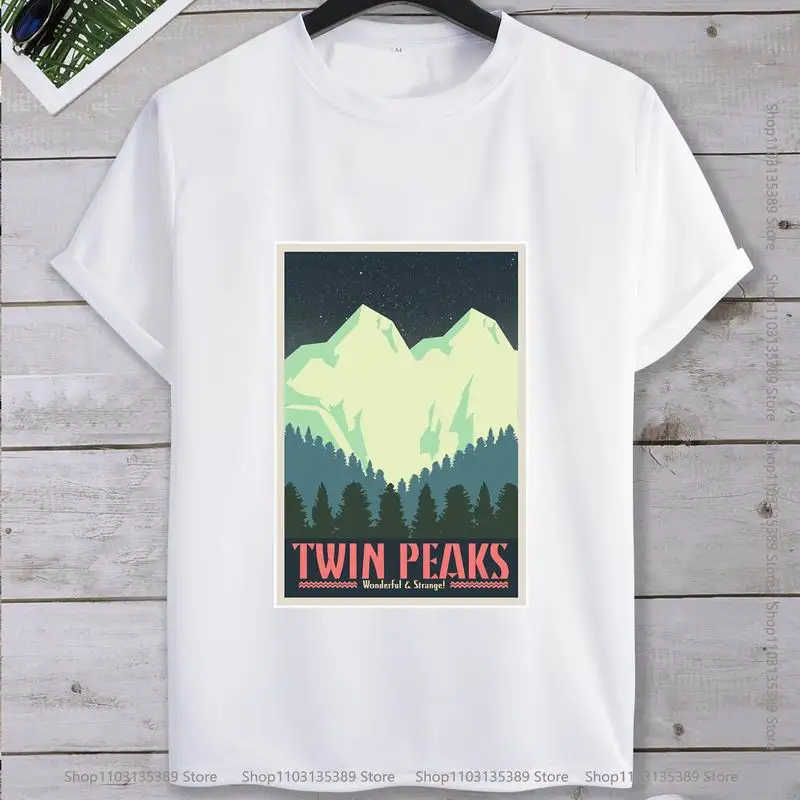 Classic Twin Peaks Logo Maglietta Bianca Vintage The Black Lodge Etsy T-Shirt Camisa Cotton Tees Streetwear Harajuku