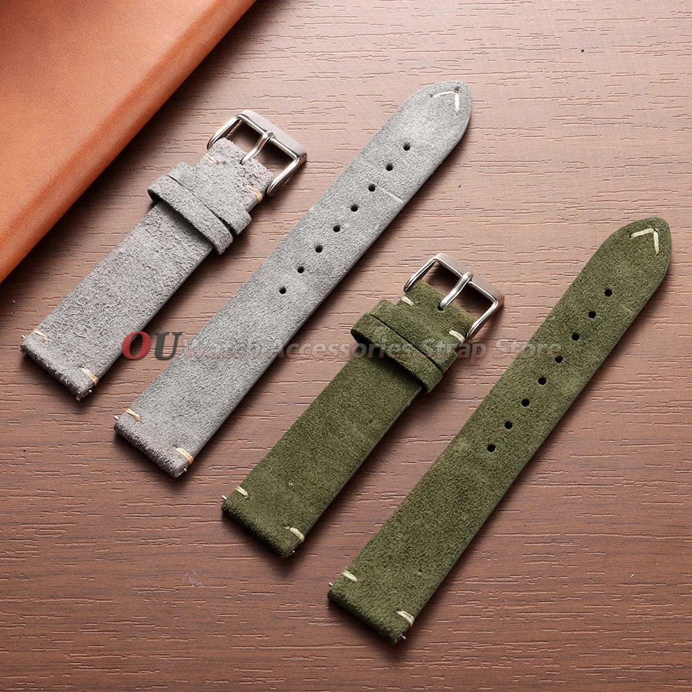 Premium Soft Suede Leather Vintage Watchband with Quick Release
