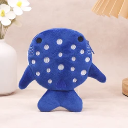 Cute Cartoon Plush Shark Coin Purse - Adorable Zipper Wallet & Pendant Gift (Dark blue)