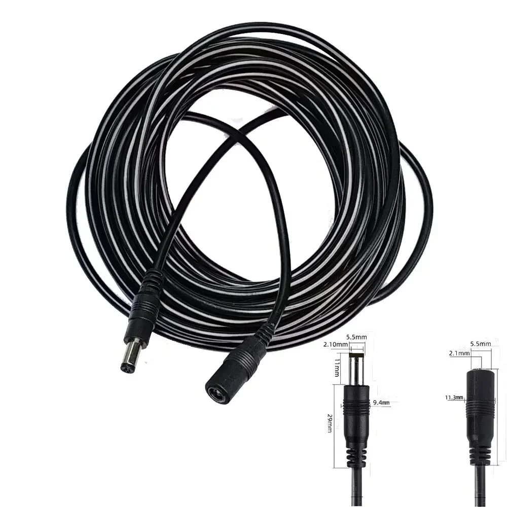Power Adapter 10M/ 5M 5.5mm*2.1mm DC Connector Extension Cord Jack Lead Cable DC Female Male External Plug