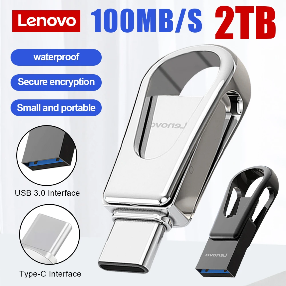 Lenovo Pen Drive Ad Alta Velocità 128Gb 256Gb Usb 3.0 Usb Memory Stick Metal Cle Usb Stick 2Tb Memoria Usb Flash Drive Regalo Pendrive