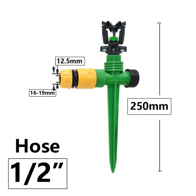 Garden Lawn Rotating Sprinkler 1/2" Male Thread Plastic Spike Sprinkler Nozzle 360 Degree Automatic Rotating Watering Irrigation 3