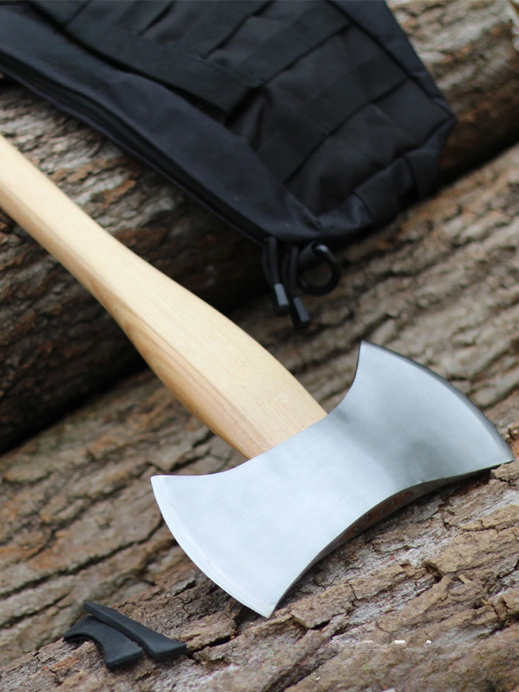 Description Picture 5 of itemDouble-bladed Axe Outdoor Wood Chopping Tree Walnut Handle Tomahawk High Hardness Fire Fighting Self-defense Axes Hand Tools