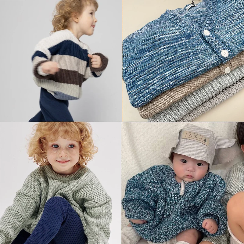 

Kids Sweaters 2023 Winter Brand Boys Girls Cute Knit Cardigan Sweaters Outwear Baby Child Cotton Tops Clothing