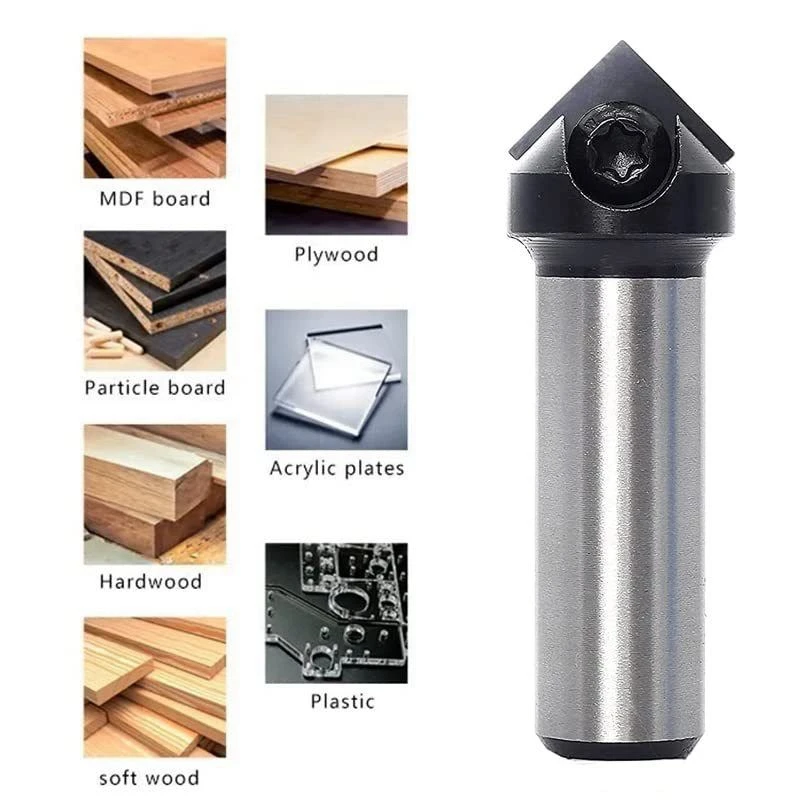 1/4Inch Shanks Carbide Spoiler V-Flute 90&deg; Single Flute Ruter Drill Bit End Mill Woodworking Milling Cuttters Easy To Use