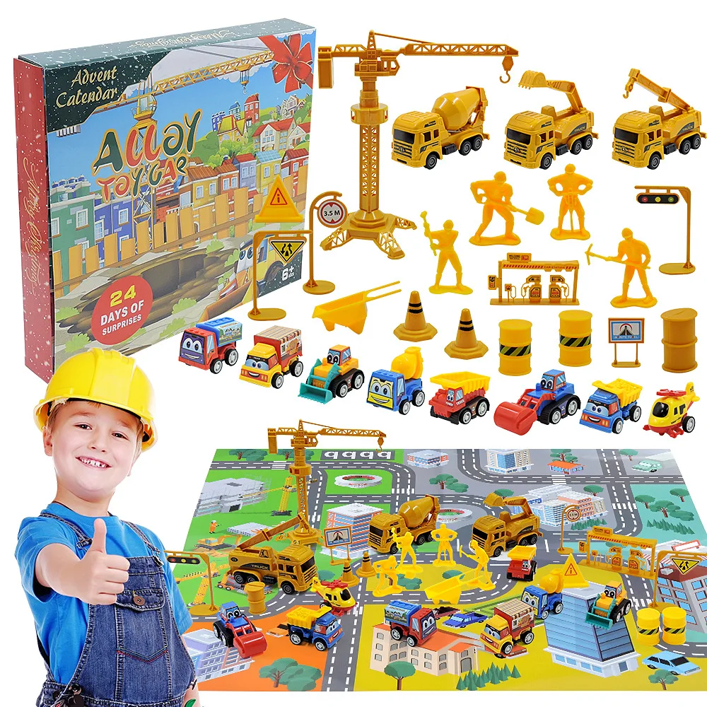 thumbnail image 1 of Calendario de Adviento de Navidad de 24 días, juguetes para autos, ingeniería militar, camión de bomberos, juguetes para autos, calendario de cuenta regresiva 2025, caja de regalo para niños, 1 of 5