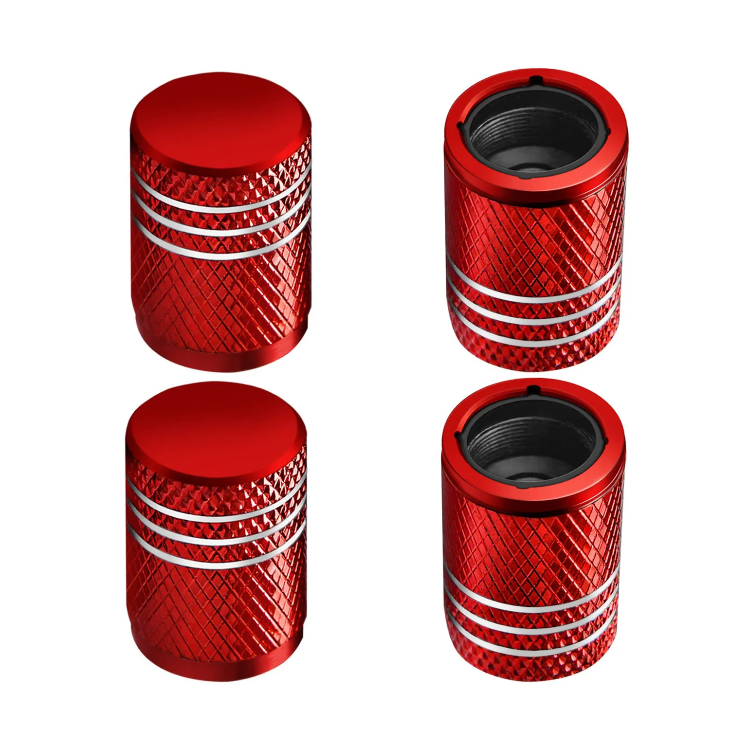 Durable Leak-Proof Metal Tire Valve Caps - Pack of 4, Corrosion Resistant with Plastic Liner