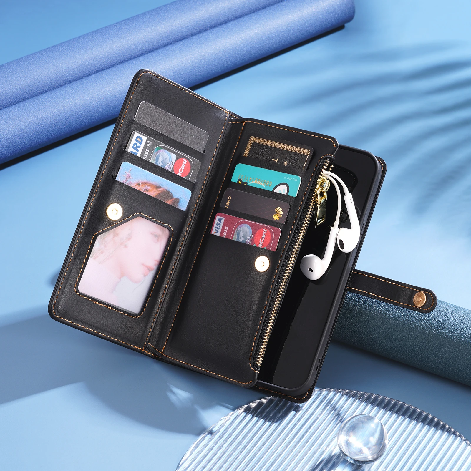 Flower pattern Leather Flip Case For Google Pixel 7 Pro 6 6A 6Pro Wallet Card Slot Holder Mobile Phone Cover With Free Rope