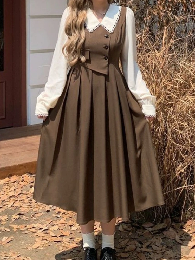 brown long dress