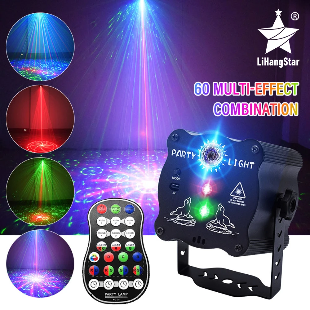 Lumière de scène Disco LED RGB, projecteur Laser à contrôle sonore