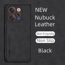 Luxury Plain Leather Matte Silicone Shockproof Case - Anti - Drop Protective Cover for VIVO V70 (Black)