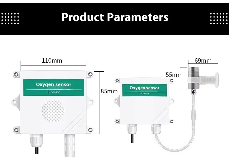 Pipeline Oxygen Sensor 4-20mA RS485 O2 Transmitter 0-10V Industrial Gas Concentr