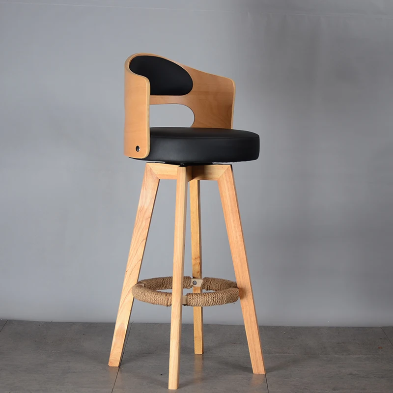 

Accent Nordic Bar Chairs Solid Wood Design Modern Counter Bar Chairs Minimalistv Single Cadeiras De Jantar Home Furniture CC50BY