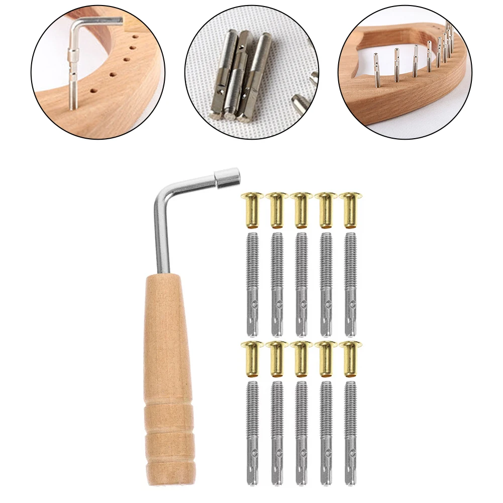 Professional Lyre Harp Part Strudy Peg Optional Wrenches Or Needle Nails Pin Metal Fixing Musical Instrument Instruments Parts