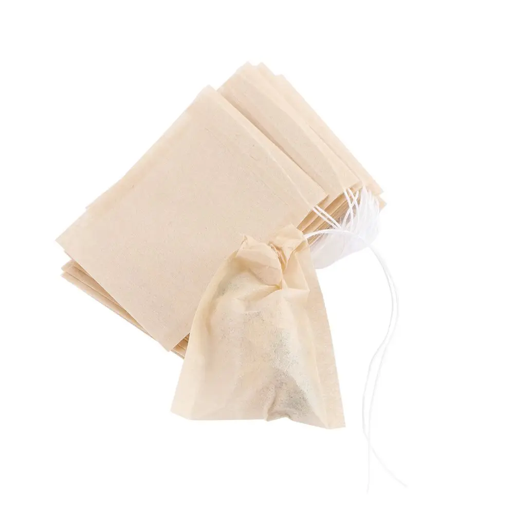 100pcs/lot Tea Bag Filter Paper Bags Heat Seal Teabags Tea Strainer Infuser Wood Drawstring Bag for Herb Loose tea strainer disposable tea bags disposable tea filter bags