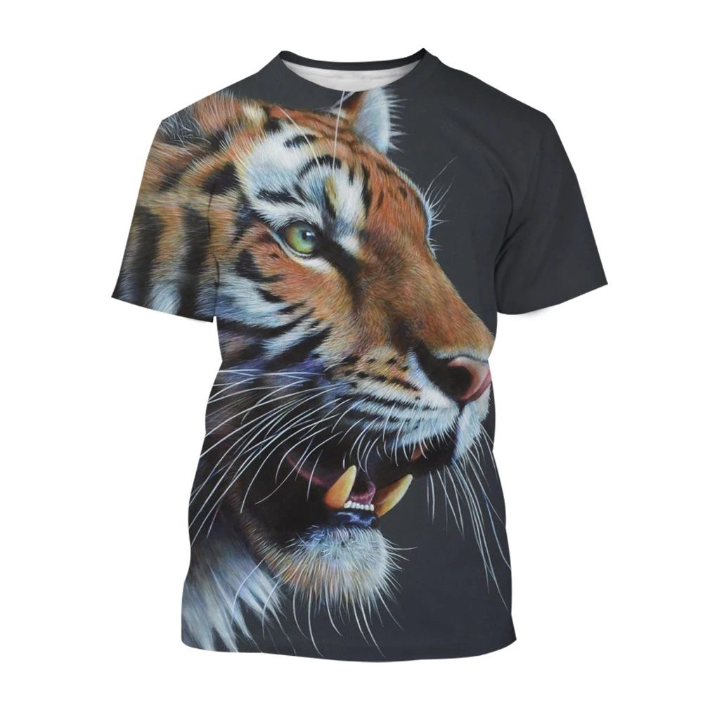 

New Summer Printing Fashion 3D-printed T-Shirt Tiger Graphic Men and Women Round Neck Short Sleeve T-Shirt