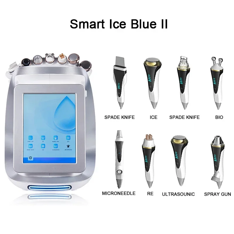 NEW 8 In 1 Hydra Dermabrasion Machine Oxygen Ice Blue Smart Jet Aqua Peeling Small Bubble Microdermabrasion Skin Care New Beauty