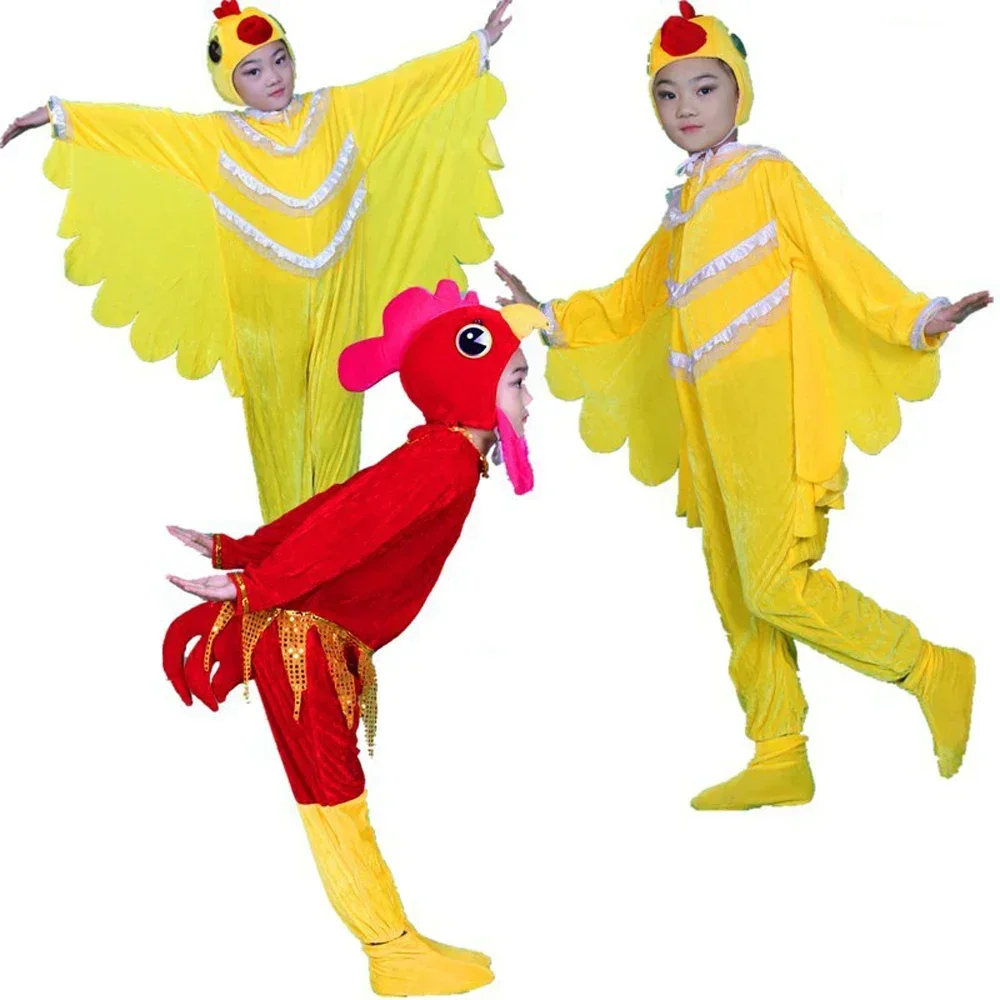 

Kids Cosplay Clothing Boys Girls Stage Play Animal Cosplay Costumes Cock Hen Chick Party School Performance Drama Wear Set