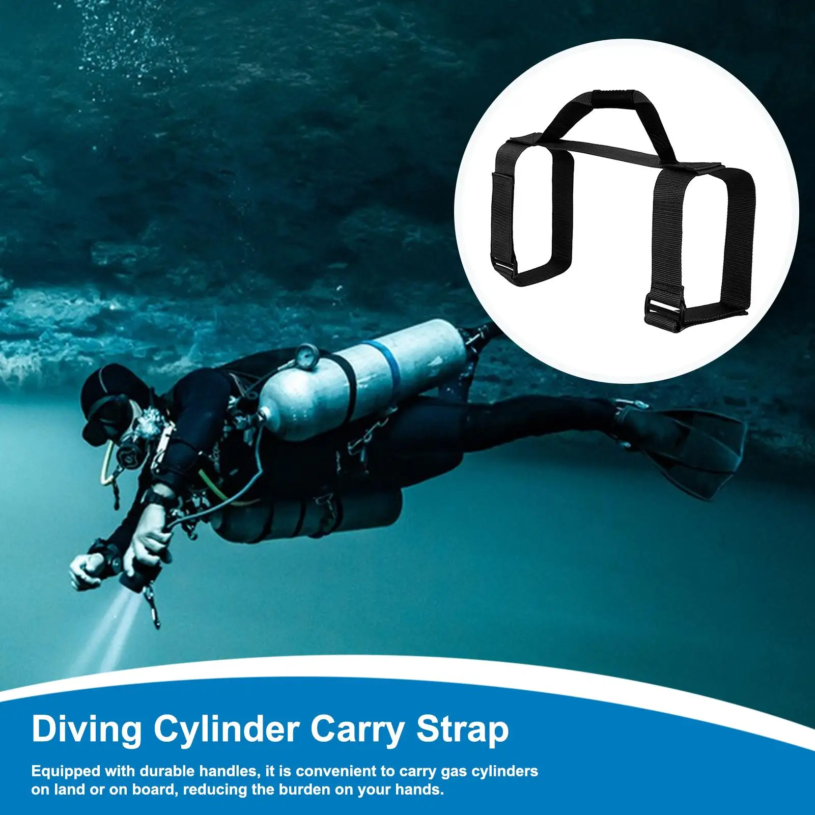 Scuba Diving Dive Tank Air Cylinder Bottle Transport Carry Strap Carrier Holder with Handle and Shoulder Strap Easy Attach