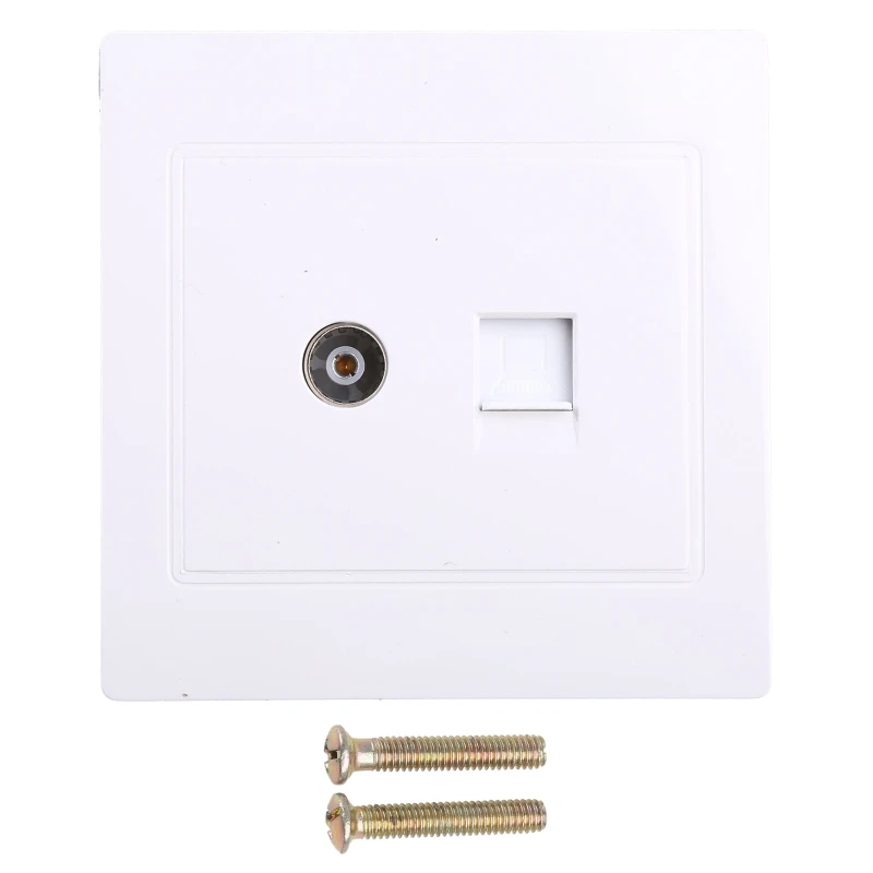 Upgrades RJ45 Internet Adapter & TV Antennas Coaxial Wall Mount Faceplate Panel Socket for Enhances Homes Connection