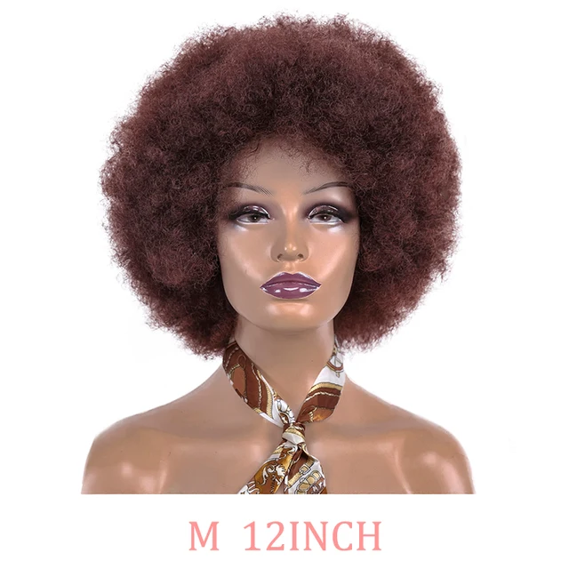 Synthetic Afro Wig Short Fluffy Hair Wigs for Black Women Kinky Curly Hair for Party Dance Cosplay Wigs with Bangs 33