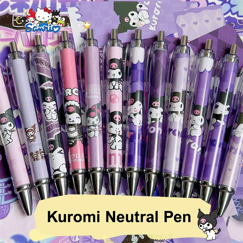 

6Pcs Sanrio Kuromi Neutral Pen Kawaii Anime Cute Cartoon Students Learning Writing Homework Stationery Toys Girls Gifts