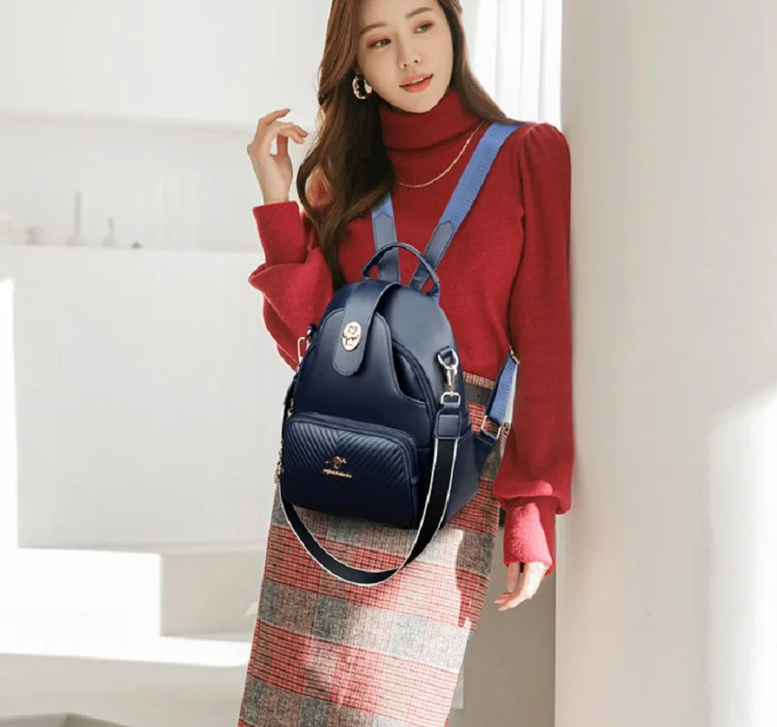 Hot Sale New Fashion Luxury Women Backpack Soft Leather Shoulder Bags for Teenage Girls School Bag Large Capacity Travel Bagpack