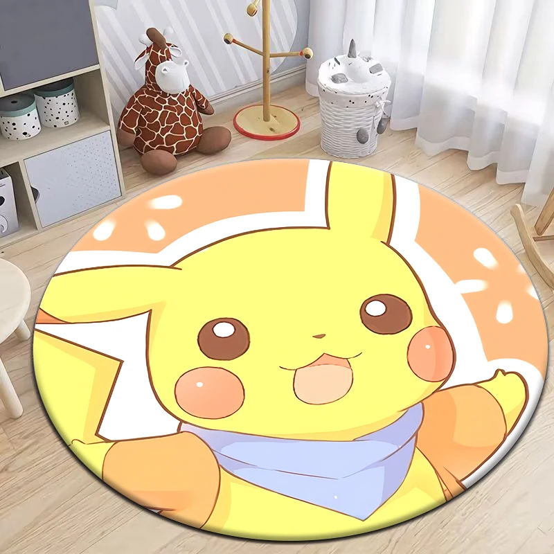 【新品】ポケモン　ピカチュウ　ラグマット かわいい漫画のプリントラウンドカーペット、ポケモンピカチュウ