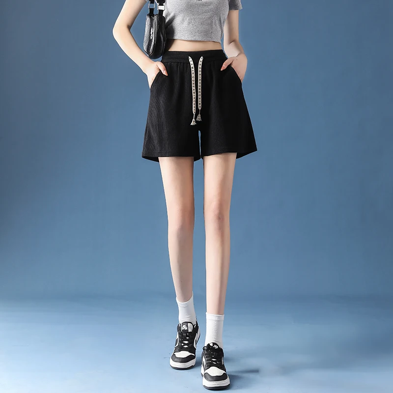 Women Shorts Traf High Waisted Loose Wide Leg Short Pants Women Clothing Booty Shorts Waffle Fabric Y2K Korean Fashion CICHENG