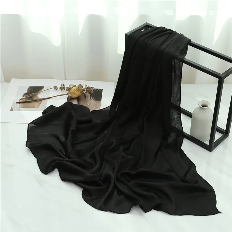 

Fashion Crinkle Women Soild Color Beach Scarf Silk Shawls Headscarf Female Headband Wraps Sunscreen Hijab Stole