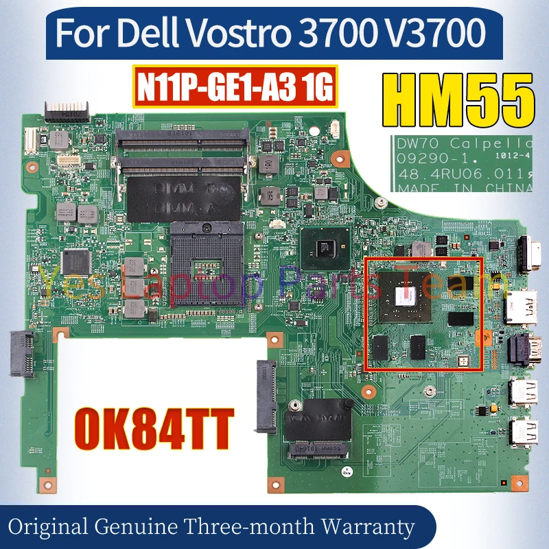 Placa-mãe do Portátil 092901 para Dell Vostro 3700 V3700 Cn0k84tt N11p-ge1-a3 1g Hm55 100 Testado - Imagem 6
