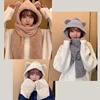 Autumn And Winter Cartoon Cute Bear Hat Scarf Three-in-one Korean Style Hat Warm And Comfortable Ear Protection All-in-one Hat 1