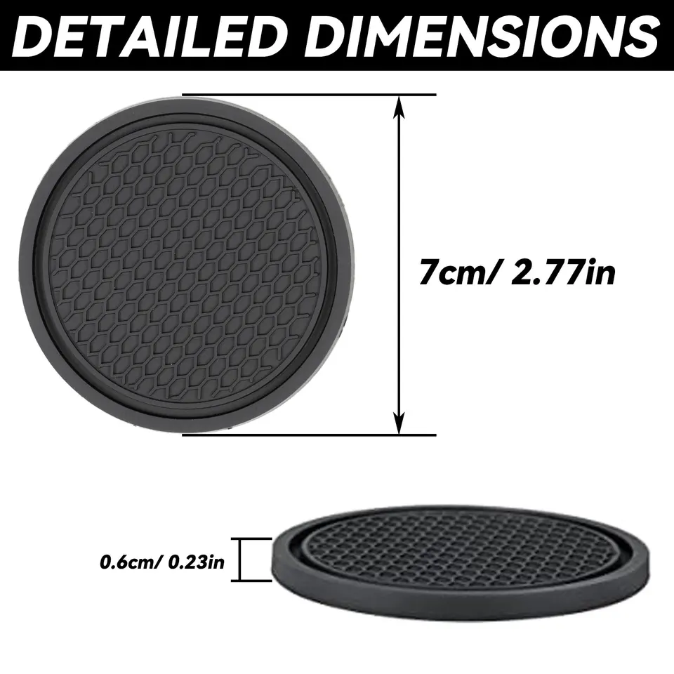 4 Sottobicchieri Auto Universali In Silicone Grigio - Impermeabili, Antiscivolo, Diametro 7cm, Proteggi Portabicchieri Da Macchie E Graffi