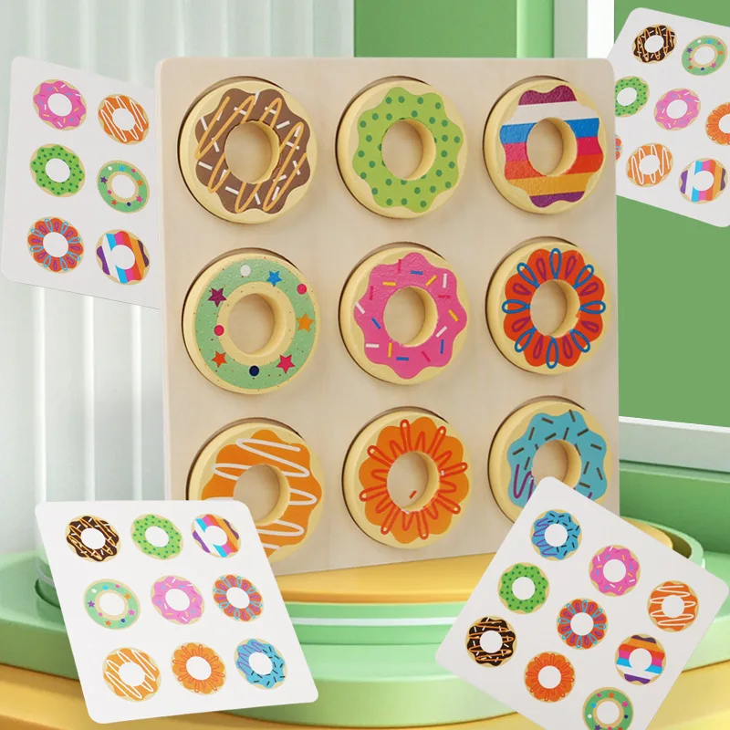 Wooden Doughnut Colors Pairing Toys, Montessori Early Education Puzzle, Color Matching Game, Kindergarten Game 4