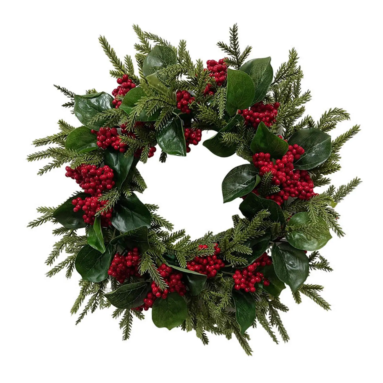 Christmas Wreath Front Door Decoration Garland Green Leaves Wreath Artificial_voghion.com